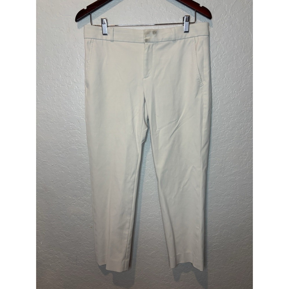 Banana Republic Women's Ivory Ryan Ankle Classic Cotton Slacks, Size 6